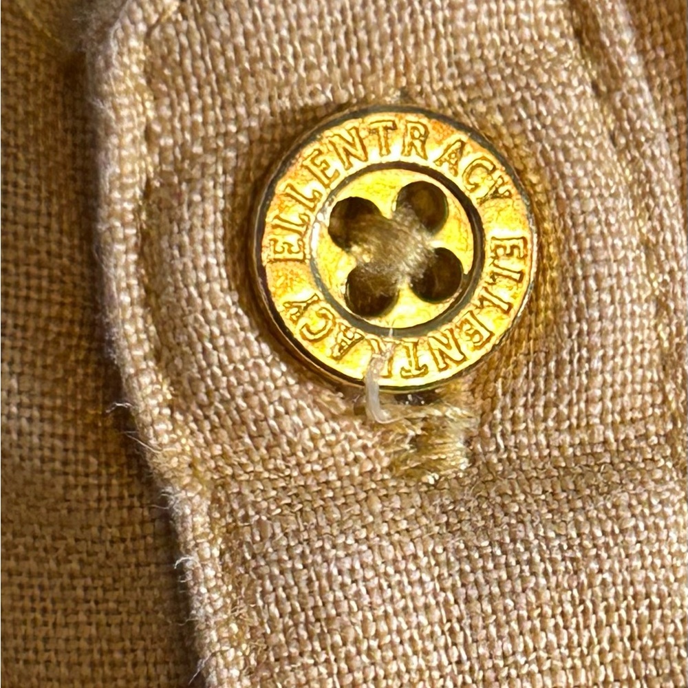 Ellen Tracy Mustard Linen Yellow Tunic Top (size tag missing - M) - Picture 2 of 5